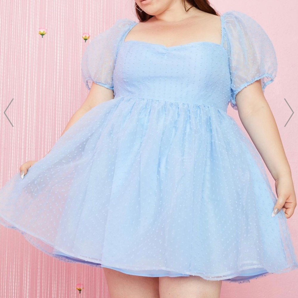 Baby Blue Puff Sleeve Dress